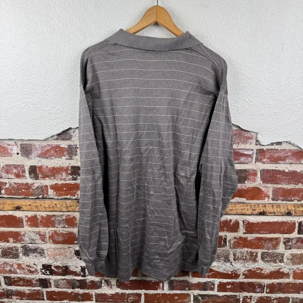 Polo Ralph Lauren Polo Shirt Mens XL Brown Striped Long Sleeve Cotton Classic